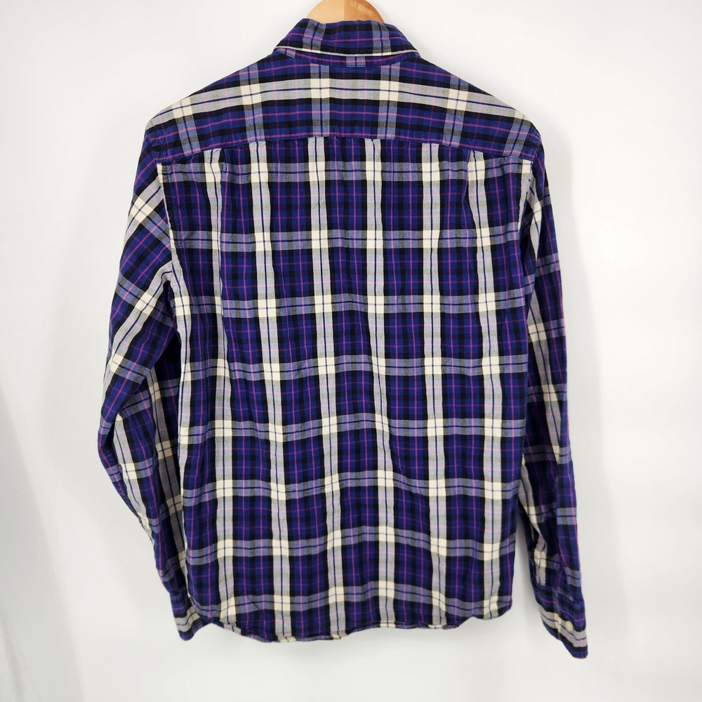 J.Crew Mens Long Sleeve Button Down Washed Tartan Purple Pink White Plaid Medium - Picture 3 of 8